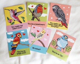 Bird Valentines - Mini Eco-friendly Set of 6