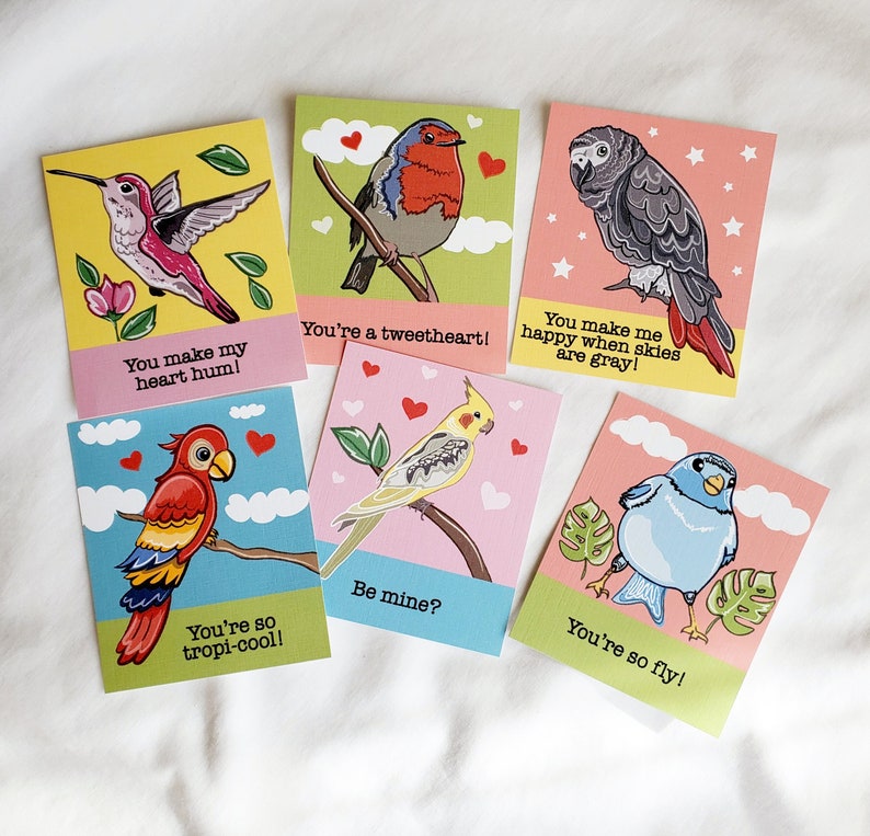 Bird Valentines Mini Eco-friendly Set of 6 image 1