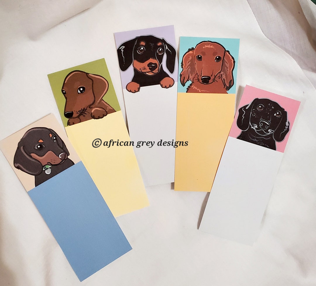 Dachshund Bookmarks - Eco-friendly Set of 5 Printed on Recycled Linen ...