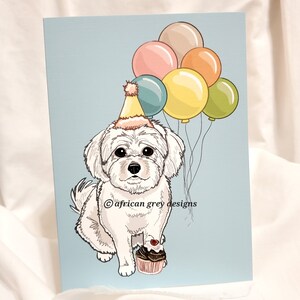 Maltese &#39;n Balloons Greeting Card