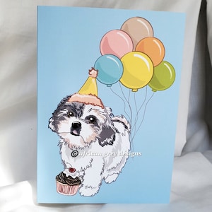 Shih Tzu 'n Balloons Greeting Card