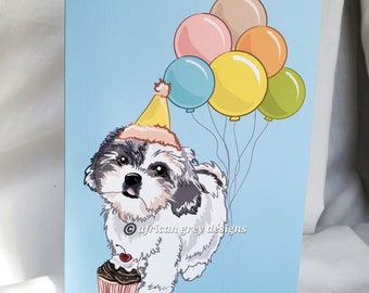 Shih Tzu 'n Balloons Greeting Card