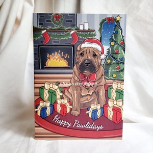 Shar Pei Happy Pawlidays Greeting Card - Christmas Card