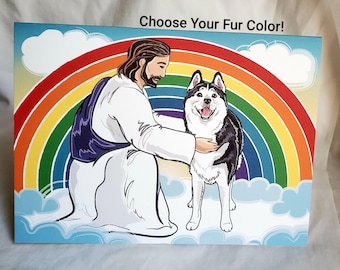 Heavenly Husky Greeting Card - Choose Your Fur Color