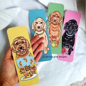 Large Labradoodle Bookmarks - Goldendoodles - Eco-friendly Set of 4 Printed on Recycled Linen Paper