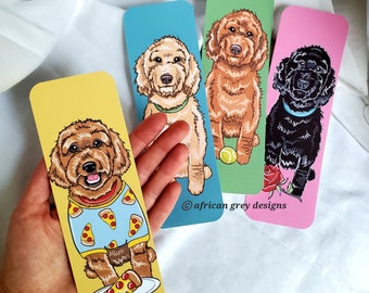 Large Labradoodle Bookmarks - Goldendoodles - Eco-friendly Set of 4 Printed on Recycled Linen Paper