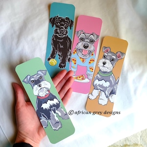 Large Schnauzer Bookmarks - Eco-friendly Set of 4 - Printed on Recycled Linen Paper