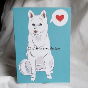 White Husky Heart Greeting Card