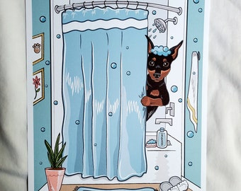 Shower Time Min Pin - Eco-Friendly 8x10 Print on Linen Paper