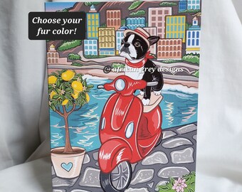 Italy Boston Terrier Greeting Card