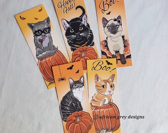 Halloween Cat Bookmarks - Eco-friendly Set of 5