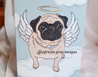 Angel Pug Greeting Card