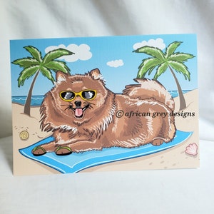 Beach Pomeranian Greeting Card