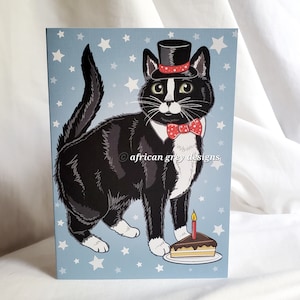 Tuxedo Black Cat Birthday Greeting Card