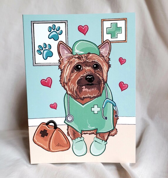 Dr. Yorkie Greeting Card Doctor or Veterinary Card Etsy