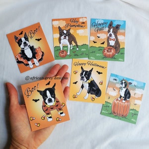 Boston Terrier Halloween Valentines - Mini Eco-friendly Set of 6