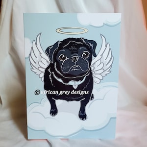 Angel Black Pug Greeting Card