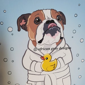 Bathtime English Bulldog 8x10 Eco-friendly Print Choose Your Fur Color image 4