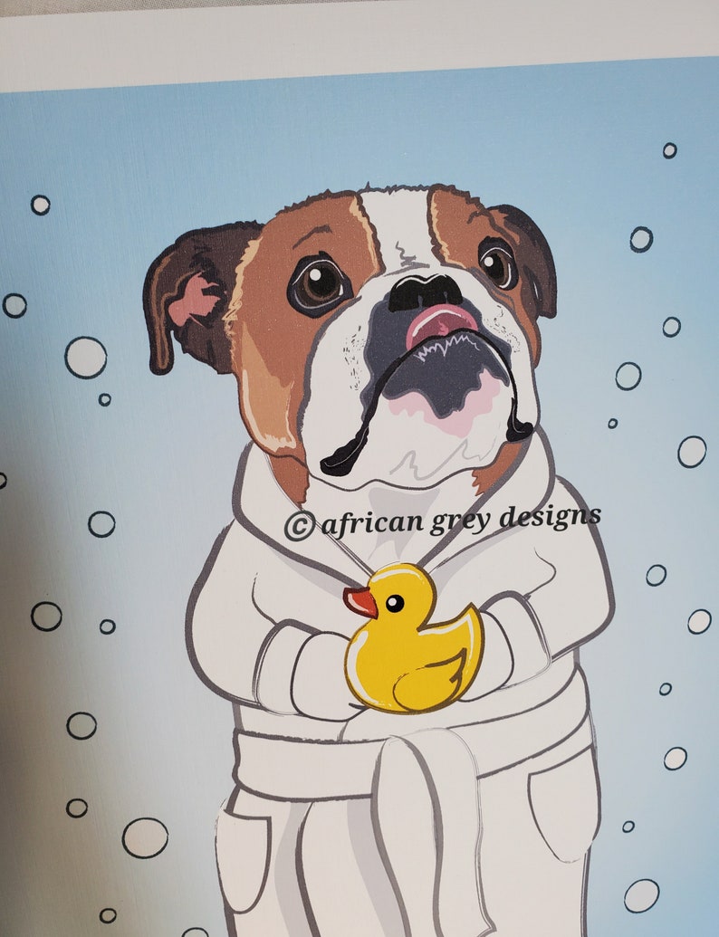 Bathtime English Bulldog 8x10 Eco-friendly Print Choose Your Fur Color image 4