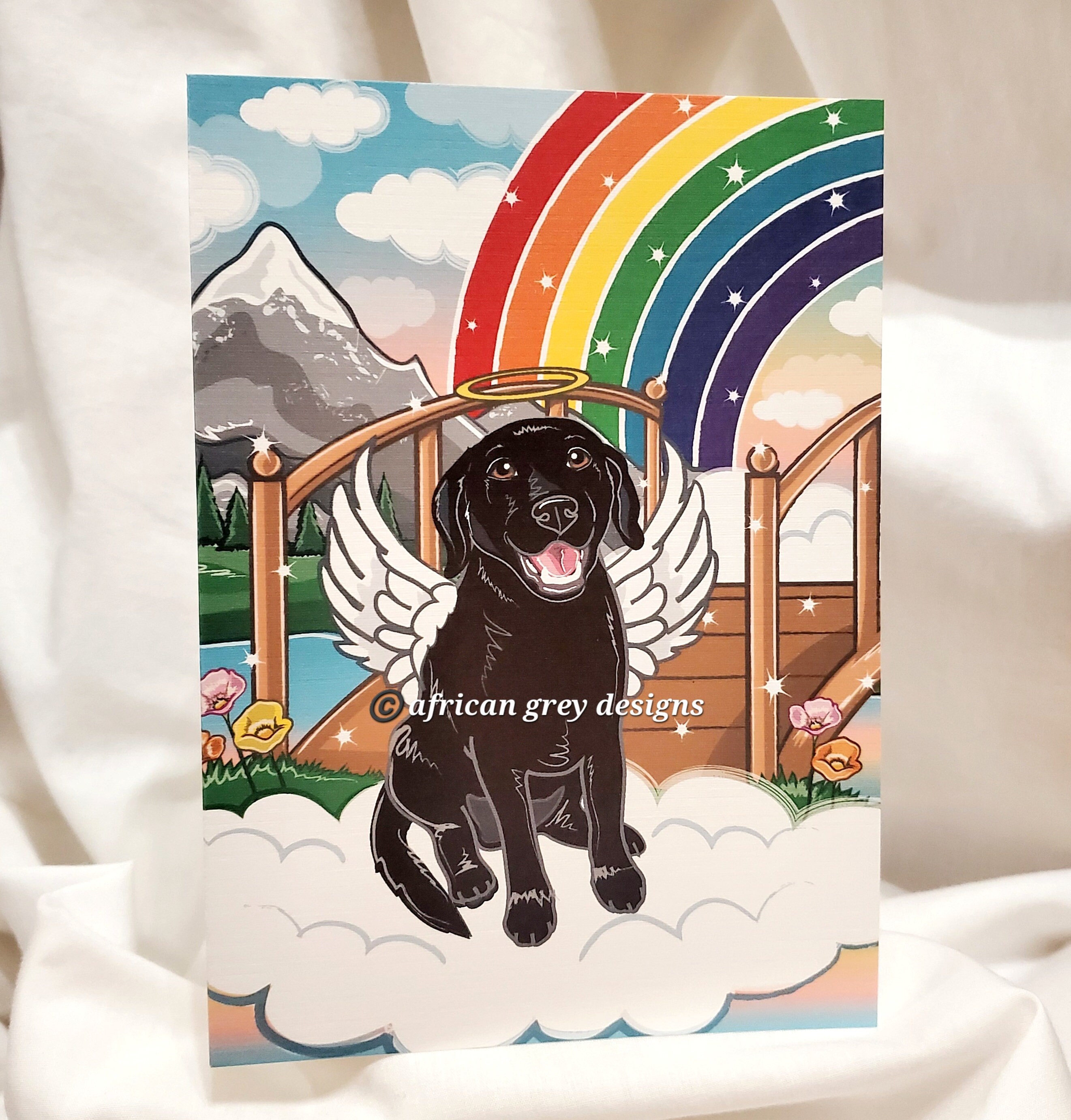 Rainbow Bridge Black Lab Angel Greeting Card - Etsy