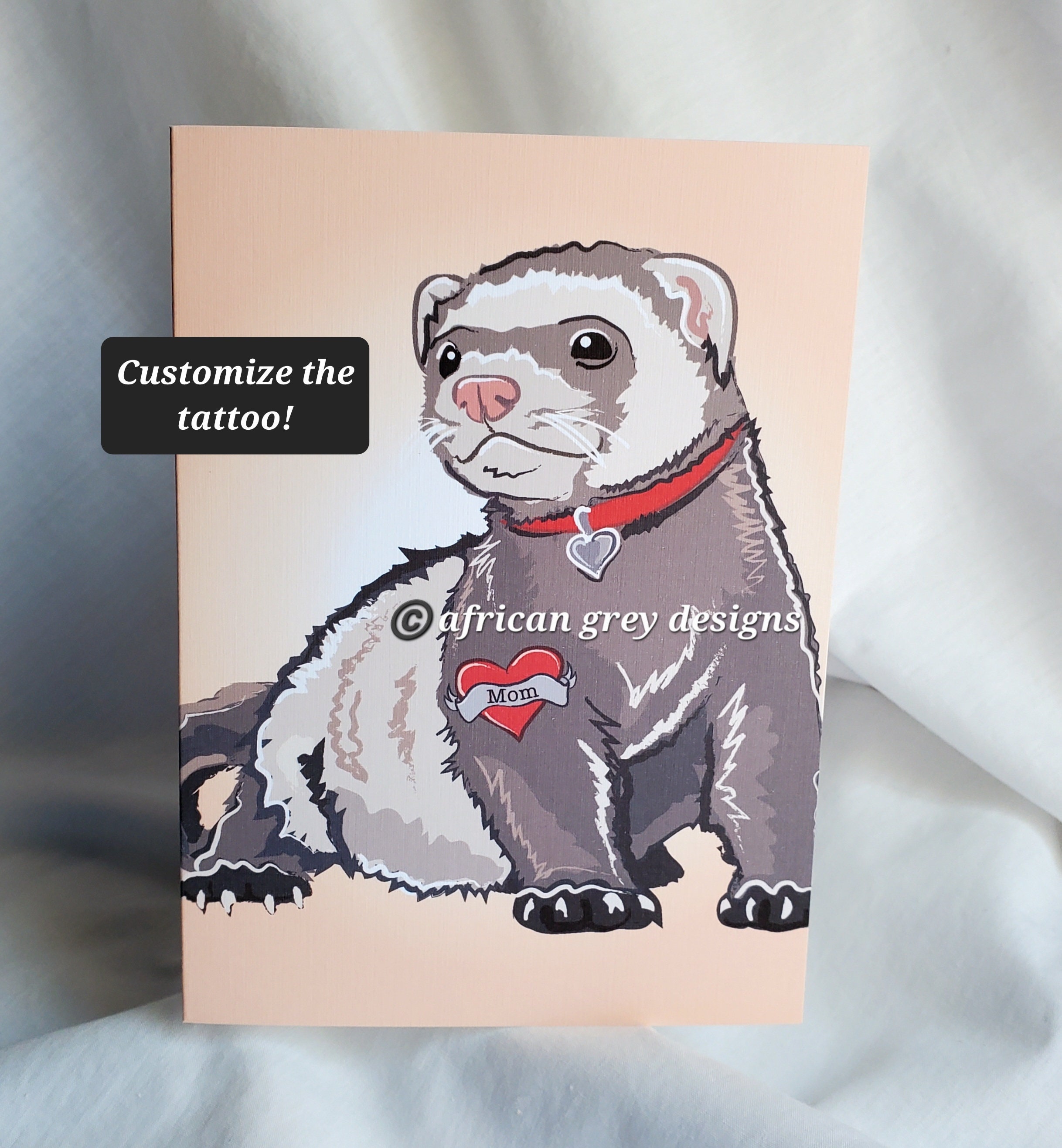 Custom Ferret Tattoo Greeting Card - Etsy