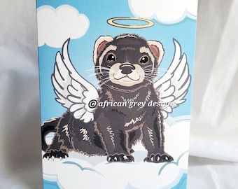 Ferret Angel Greeting Card - Choose Your Fur Color