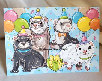 Birthday Ferrets Greeting Card
