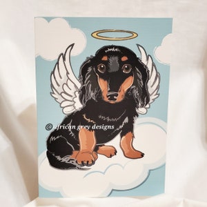 Angel Dachshund Greeting Card - Black and Tan