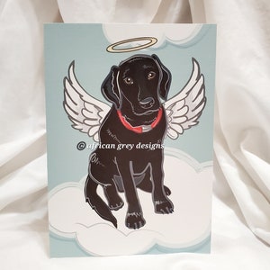 Angel Black Labrador Retriever Greeting Card - Choose Your Fur Color