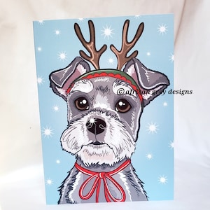 Schnauzer Reindeer Greeting Card