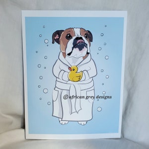 Bathtime English Bulldog 8x10 Eco-friendly Print Choose Your Fur Color image 5