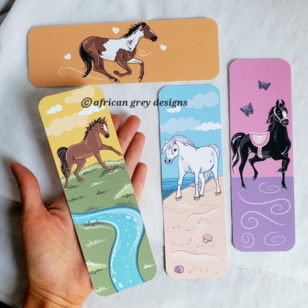 Large Horse Bookmarks - Eco-friendly Set of 4 - Printed on Recycled ...