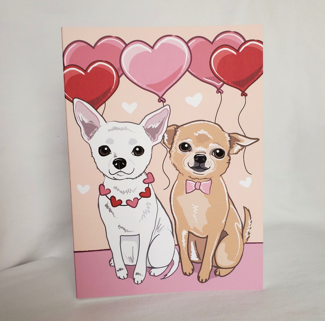 Valentine Chihuahuas Greeting Card White and Solid Tan | Etsy