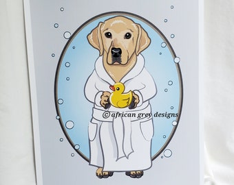 Bathtime Yellow Labrador Retriever - 8x10 Eco-friendly Print