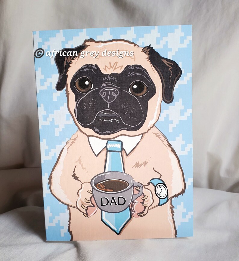 Pug Dad Greeting Card Choose Fawn or Black Fur image 3