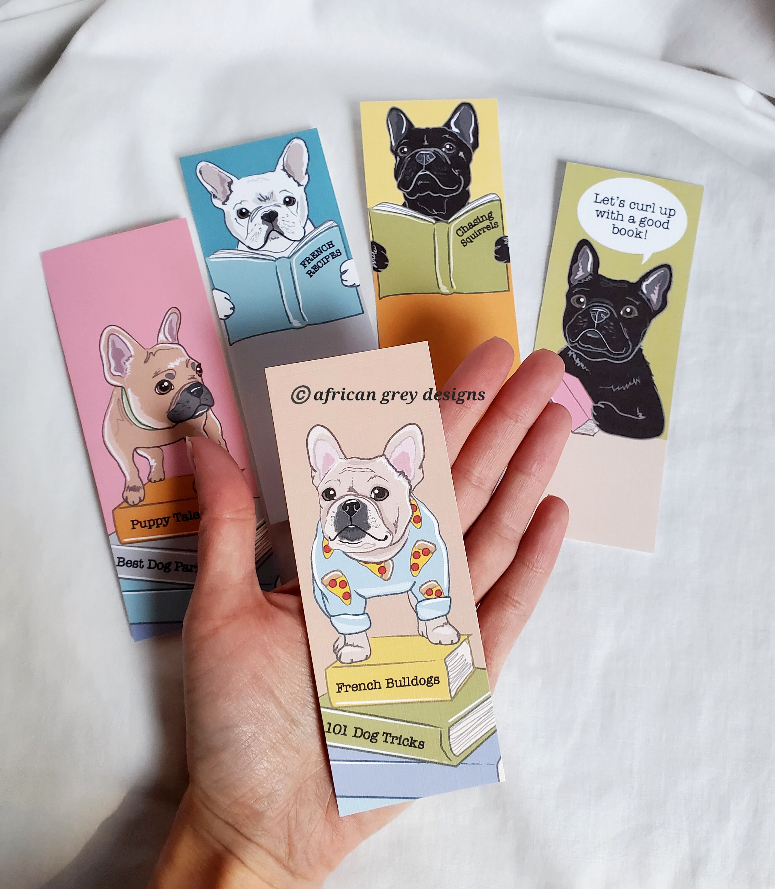 Bookworm French Bulldog Bookmarks Ecofriendly Set of 5 on Etsy