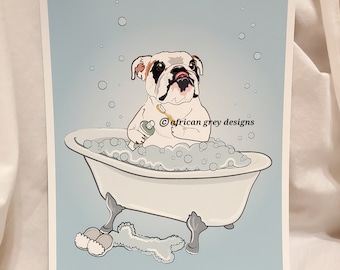 Bathtime English Bulldog - Eco-Friendly 8x10 Print