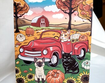 Harvest Cats Greeting Card