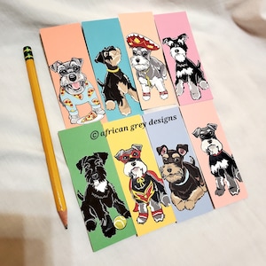 Mini Schnauzer Bookmarks - Eco-friendly Set of 8 - 1.5 x 4 Inches in Size