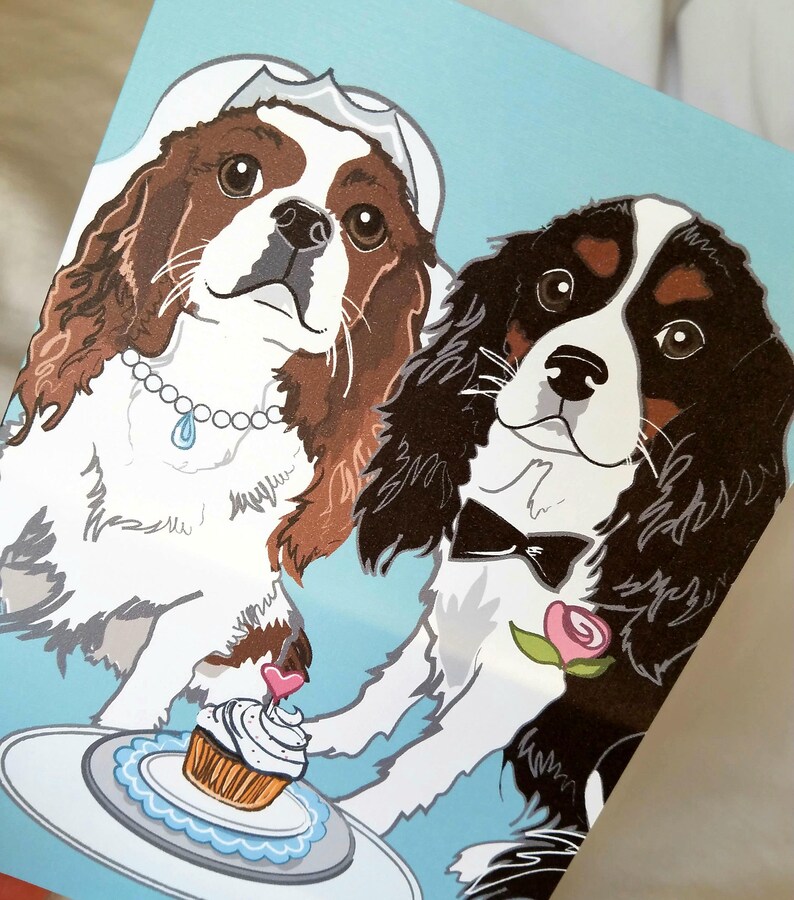 Artery8 Biglietto Di Auguri Con Cagnolino Cavalier King Charles Spaniel Tra Fiori Di Campo - Per Compleanno Donna