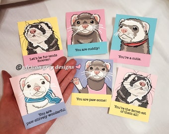 Ferret Valentines - Mini Eco-friendly Set of 6