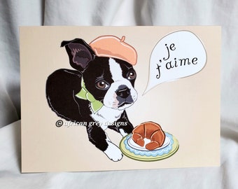 French Boston Terrier Greeting Card