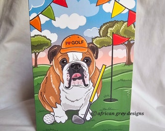 English Bulldog Golf Greeting Card