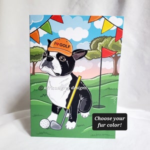 Boston Terrier Golf Greeting Card