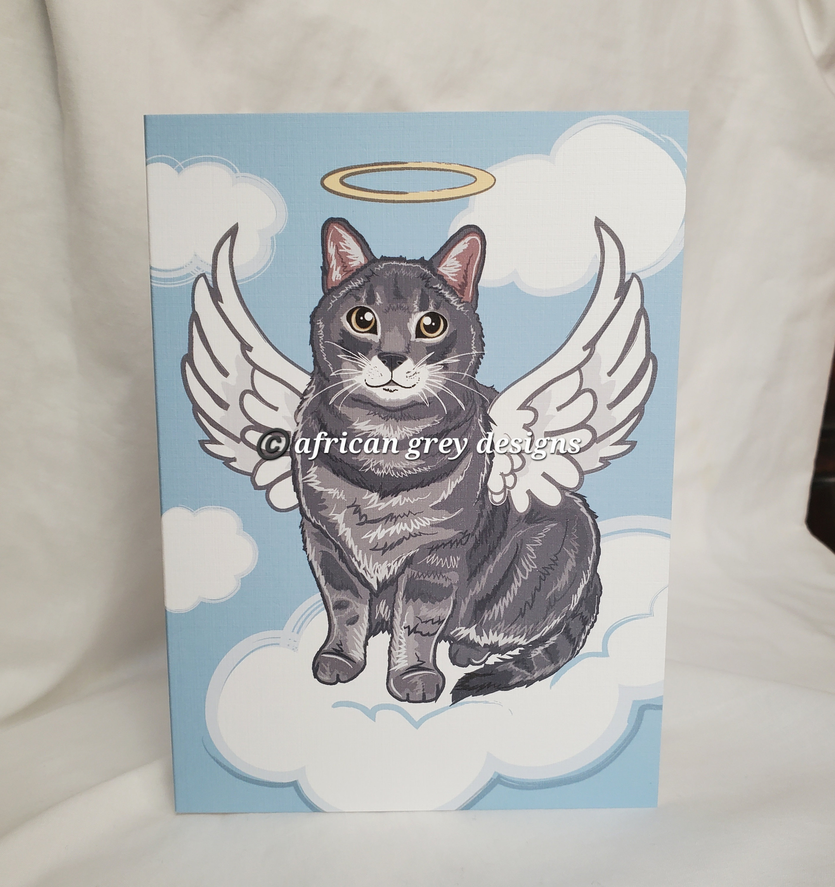 Angel Gray Tabby Cat Greeting Card - Choose Your Fur Style - Etsy