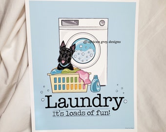 Scottish Terrier Laundry Print - Washing Machine - 8x10 Eco-friendly Size