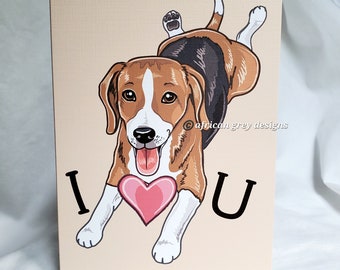 Beagle "I Heart U" Greeting Card