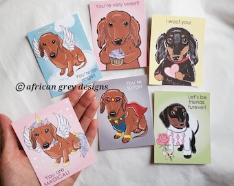 Dachshund Valentine Cards - Mini Eco-friendly Set of 6