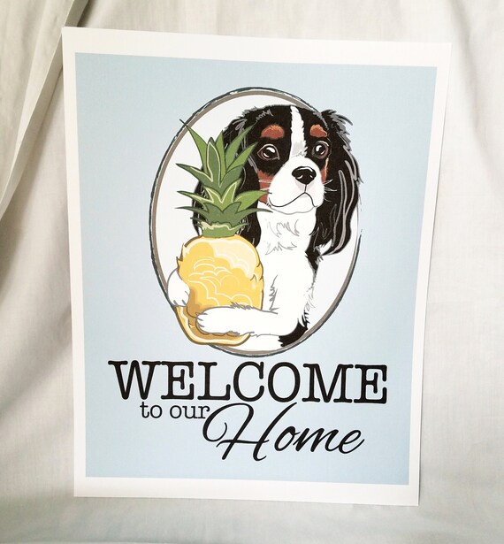 Pineapple Cavalier King Charles Spaniel Print Etsy