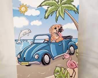 Cruising Beach Puggle Greeting Card